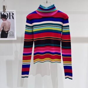 Acne Multicolor Striped Turtleneck Sweater